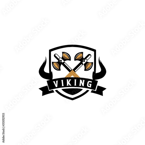 Viking warrior logo design vector illustration