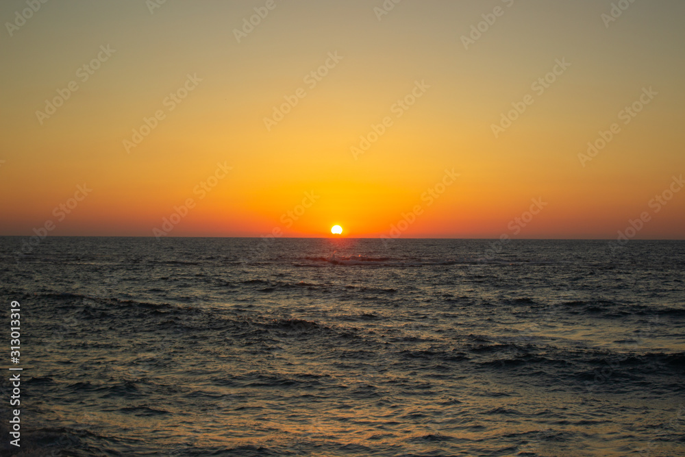 Mediterranean sea idyllic sunset above horizon landscape background wallpaper pattern scenic view empty copy space for your text here