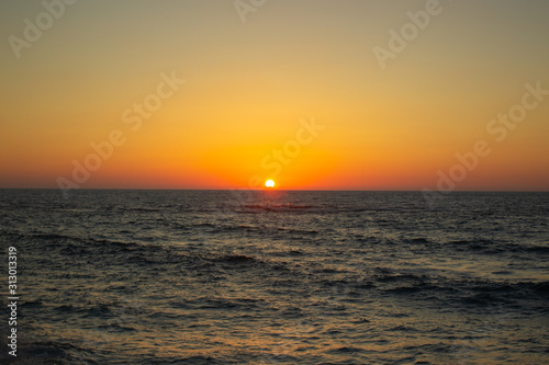 Mediterranean sea idyllic sunset above horizon landscape background wallpaper pattern scenic view empty copy space for your text here