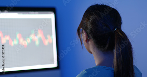 Woman study on the stock market graph