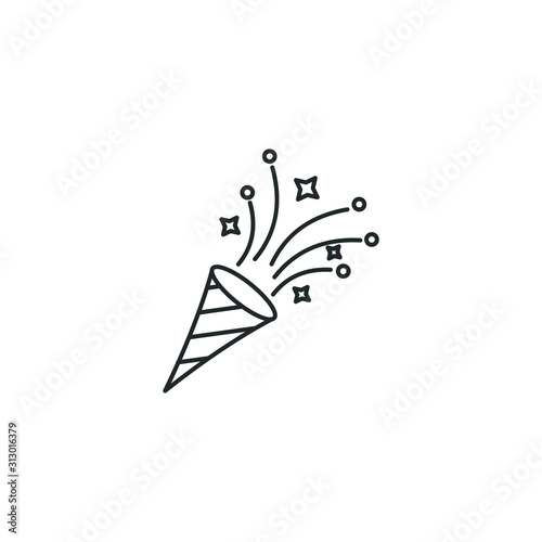 Confetti Popper icon template color editable. Party Popper symbol vector sign isolated on white background illustration for graphic and web design.