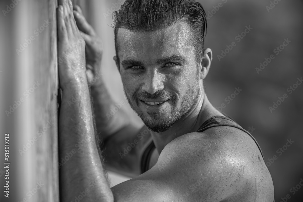 Handsome and fit Caucasian male on the beach Handsome and fit Caucasian male on the beach