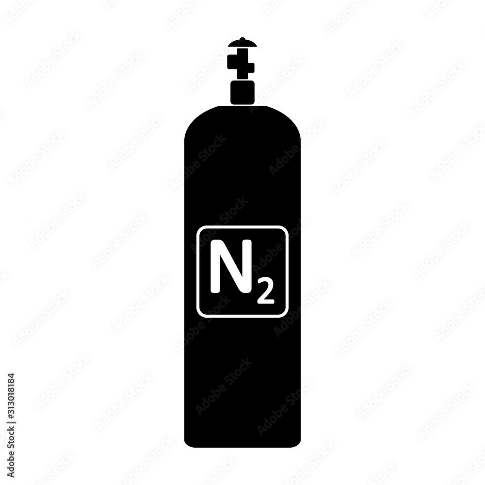 Nitrogen gas cylinde icon. Nitrogen gas cylinde icon.