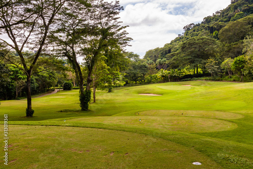 Landscape at the golf course. Tropical zone