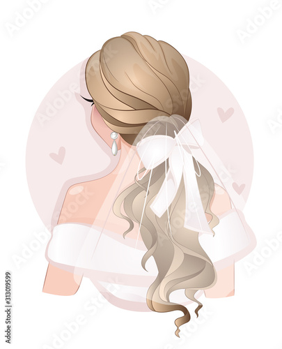 Beautiful young girl bride with fashion wedding hairstyle