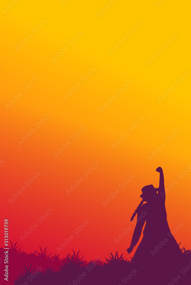 Silhouette of cheerful girl