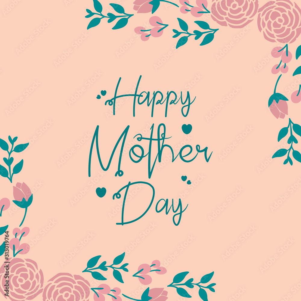Beautiful Crowd of leaf and flower frame, for happy mother day greeting card template design. Vector Beautiful Crowd of leaf and flower frame, for happy mother day greeting card template design. Vector