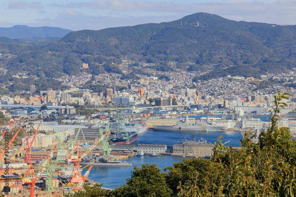 石岳展望台から見た佐世保市内　長崎県諫早市　Isahaya city seen from the Isidake observatory Nagasaki Sasebo city