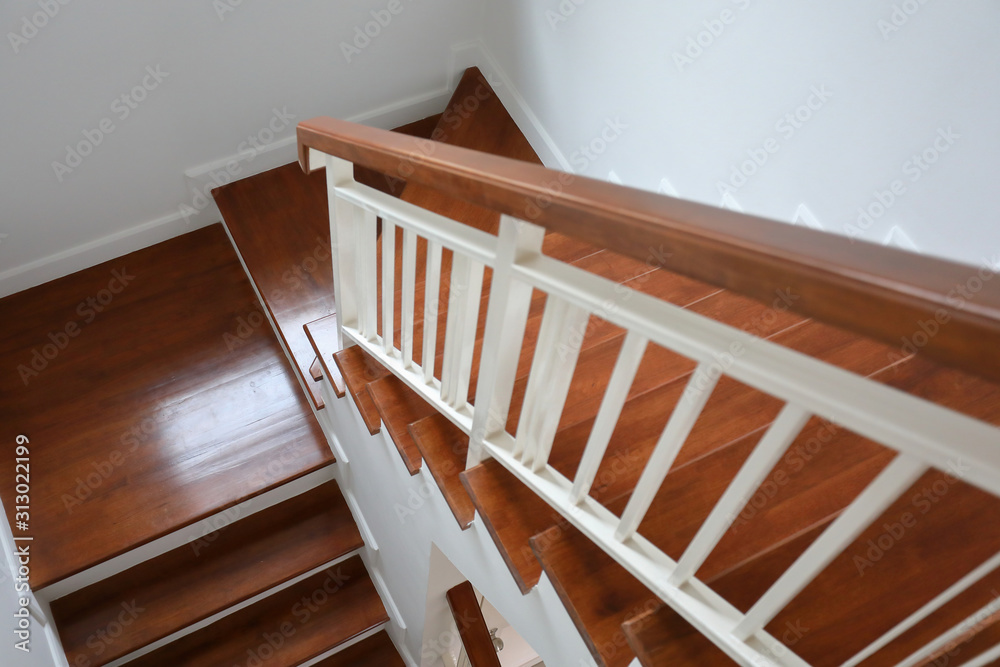 brown wooden stair interior decorated modern style of residential house brown wooden stair interior decorated modern style of residential house