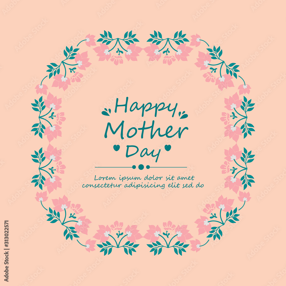 Seamless Pattern of leaf and flower frame, for elegant happy mother day greeting card design. Vector