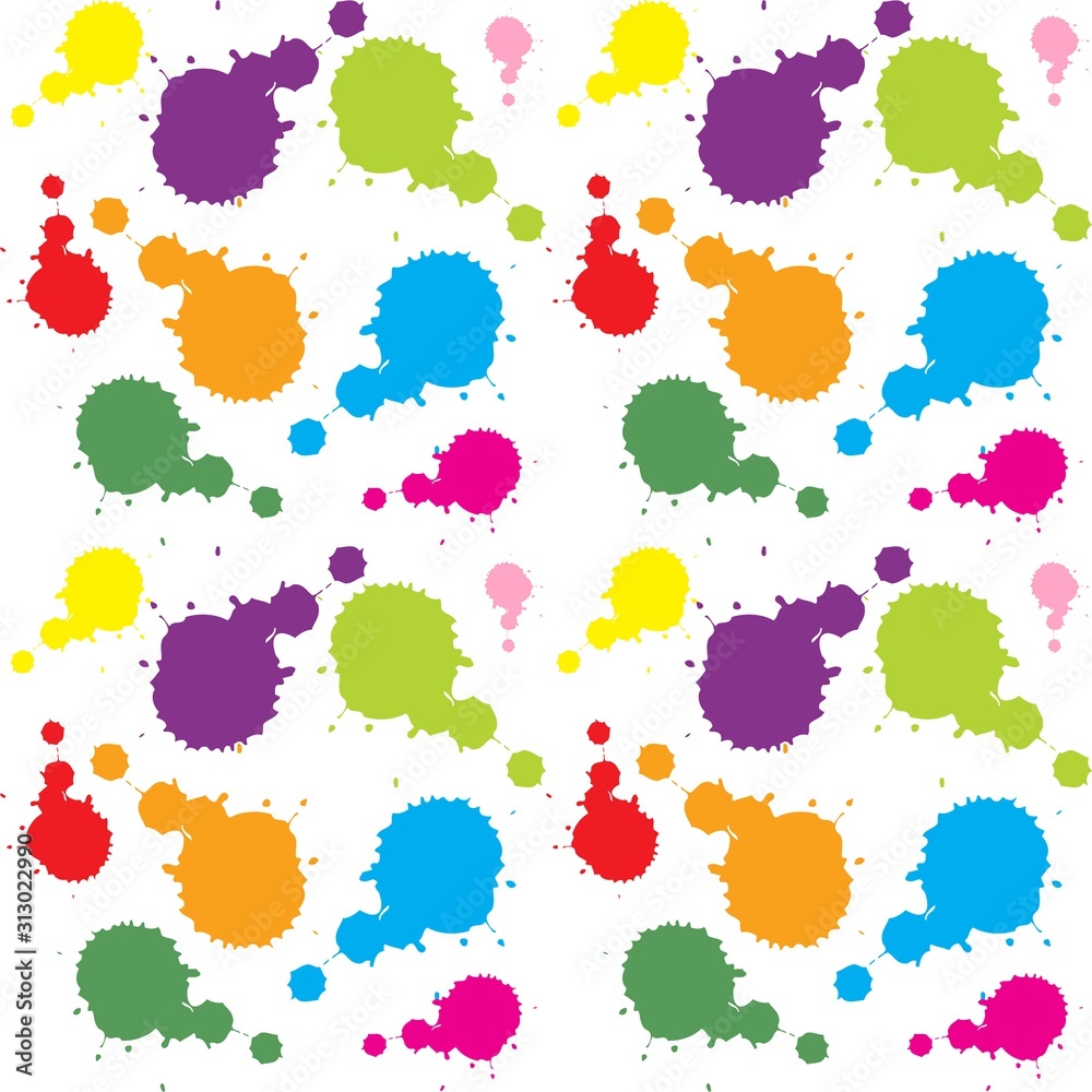 The vector seamless pattern. Cute colourful splatter pattern. Vector for wallpaper, child apron, fabric, textile pattern. Endless print. Background illustration vector.