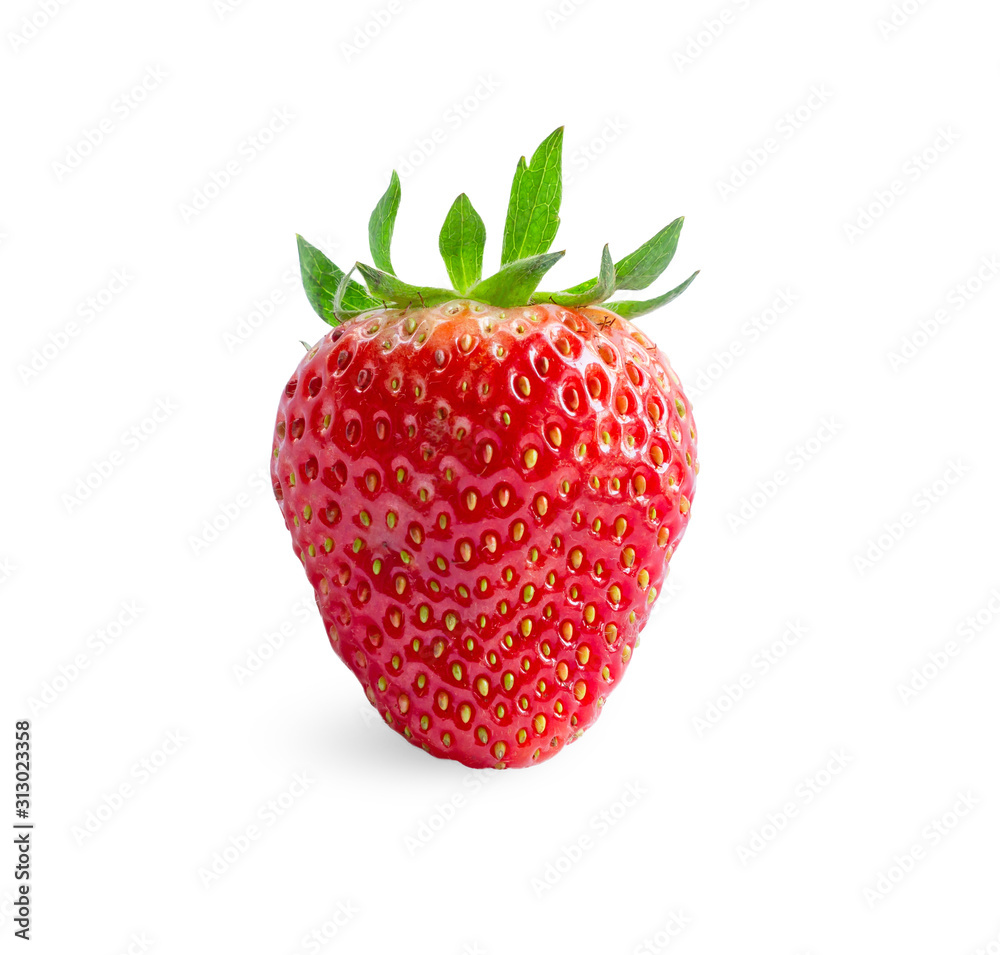 Red strawberry is a fresh berry fruit isolated on white background, di cut with clipping path Red strawberry is a fresh berry fruit isolated on white background, di cut with clipping path