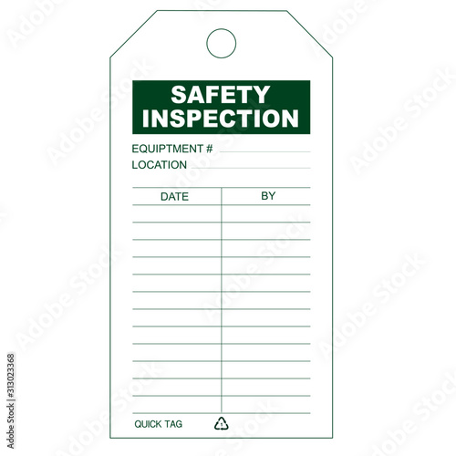 Safety Inspection Tag Green and White