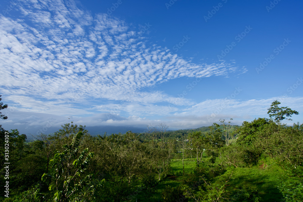 Arenal Volcano Blue Sky White Clouds
