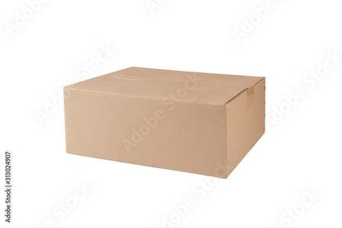  Close up . Cardboard box isolated on white background © Suraphol