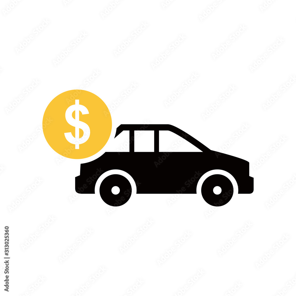 Rent Car Icon. Silhouette car isolated on white background. Rent Car Icon. Silhouette car isolated on white background.