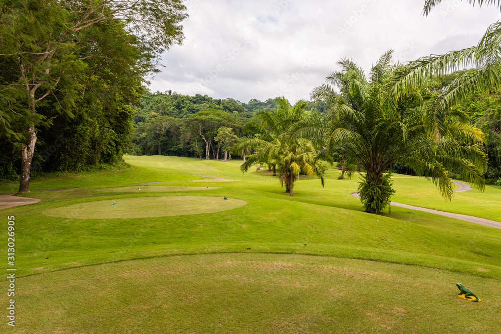 Fototapeta premium Landscape at the golf course. Tropical zone