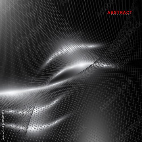 abstarct geometric background. Glowing line wave on dark. New texture for your design.