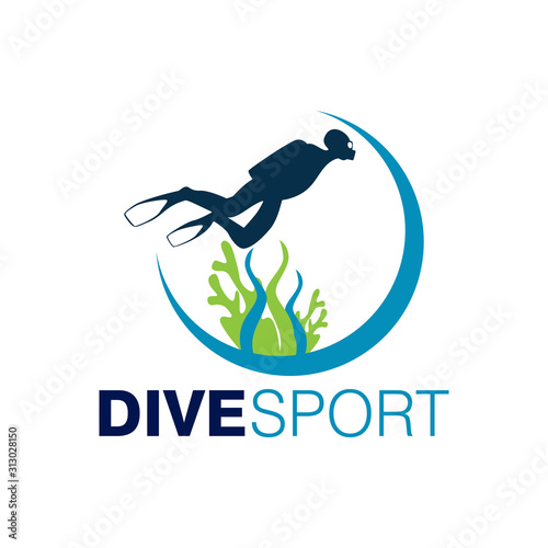 Scuba Diving Logo Design Vector Template