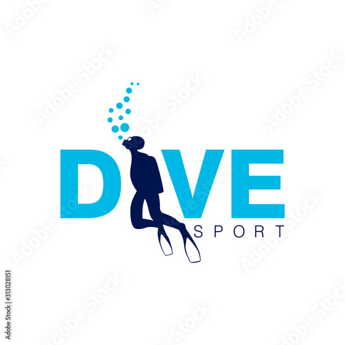 Photographie Scuba Diving Logo Design Vector Template