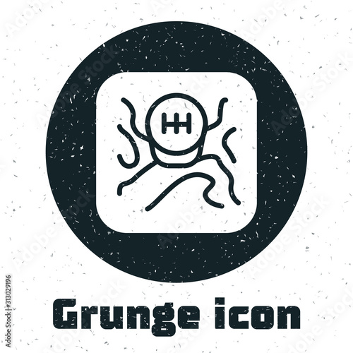 Grunge Gear shifter icon isolated on white background. Transmission icon. Vector Illustration