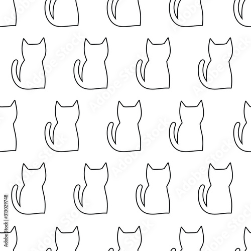 seamless pattern, cat art background design for fabric scarf and decor