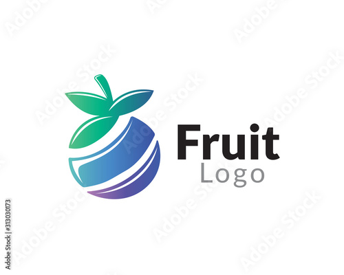 Fraction apple fruit logo design inspiration