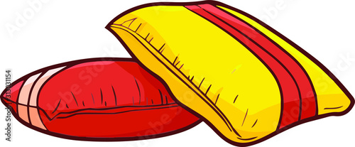 Funny and cute red yellow pillow for interior design