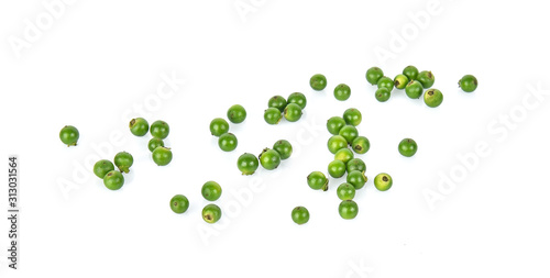 Fresh pepper seeds isolated on white background,top view