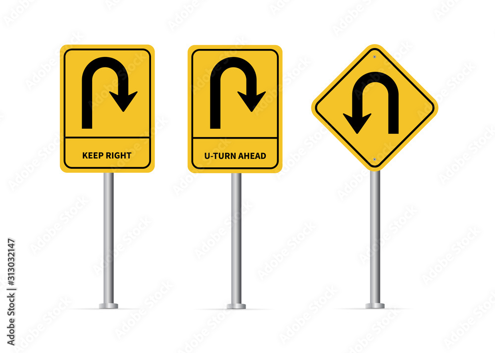 U turn sign. Vector illustration. on white background U turn sign. Vector illustration. on white background