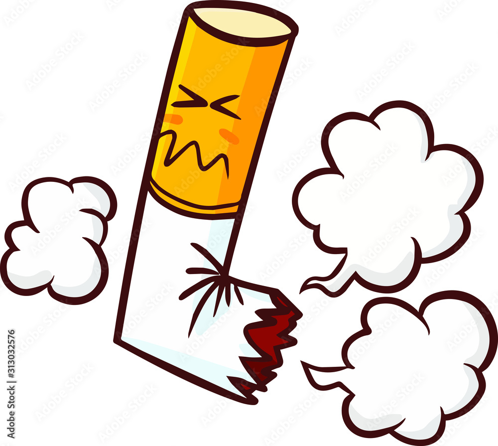 Fotografie Funny and cute cigarette expression with fire and smoke