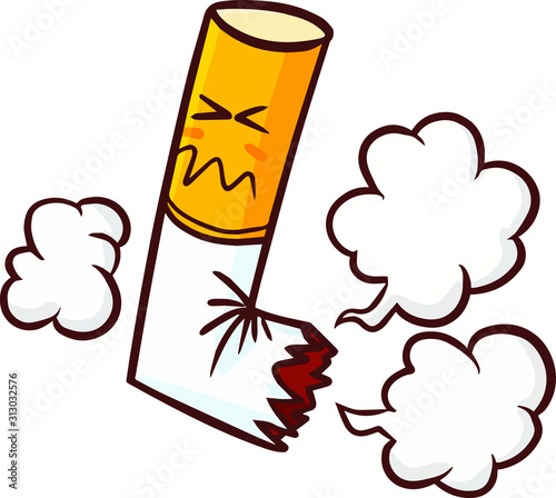 Funny and cute cigarette expression with fire and smoke