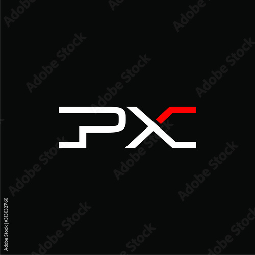 Initial letter PX logo template with line art font symbol in flat design monogram illustration