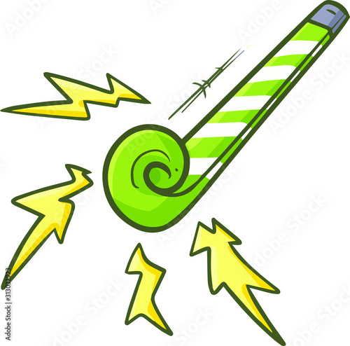Cute and funny white green whistle party for your celebration or festive equipment