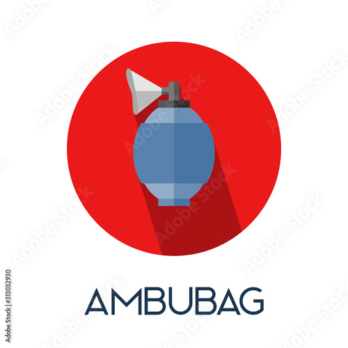 ambu bag Resuscitator long shadow flat style medic icon illustration