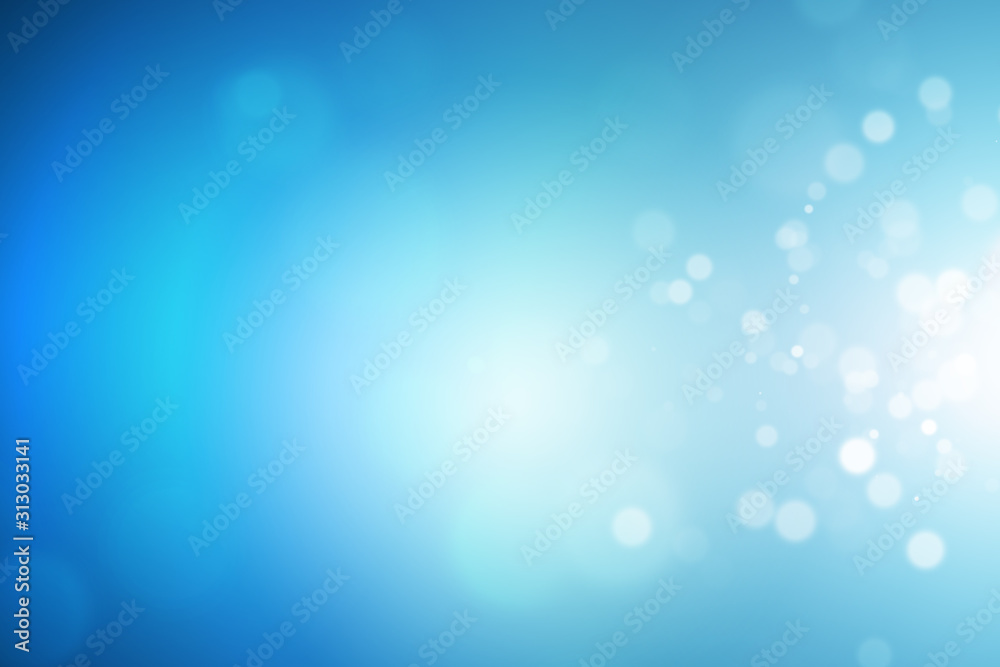 Blue abstract bokeh beautiful background. Soft color light glitter sparkles. Trendy concept. Element for backdrop or advertising design, cosmetic, technology. product display or montage. 3D rendering