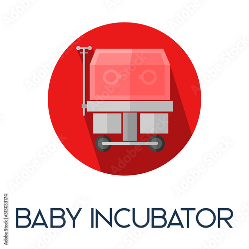 baby incubator long shadow flat style medic icon illustration