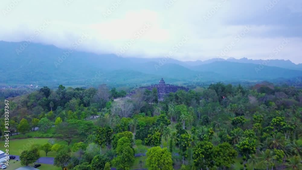 Exotic Borobudur temple at misty morning Exotic Borobudur temple at misty morning