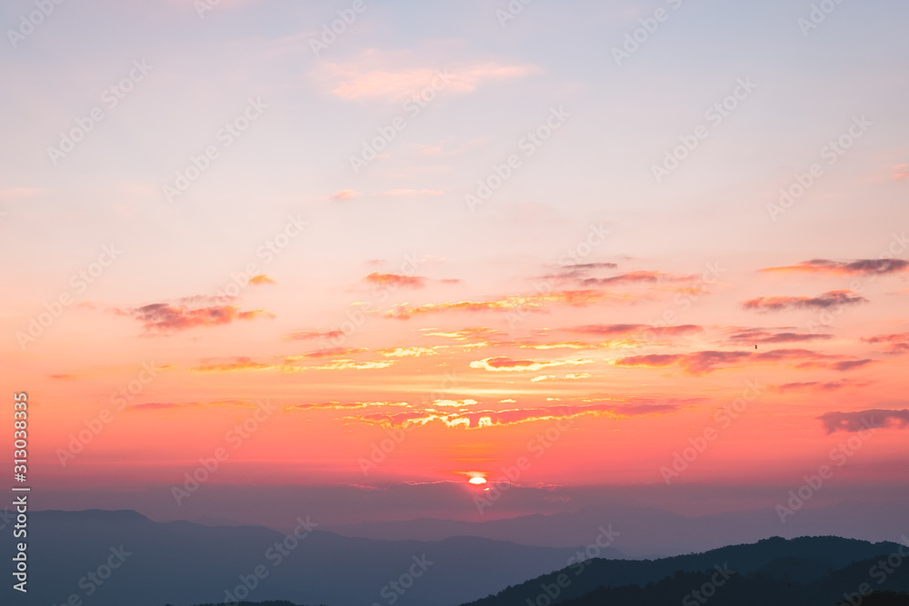 Sunrise view at the high mountain.