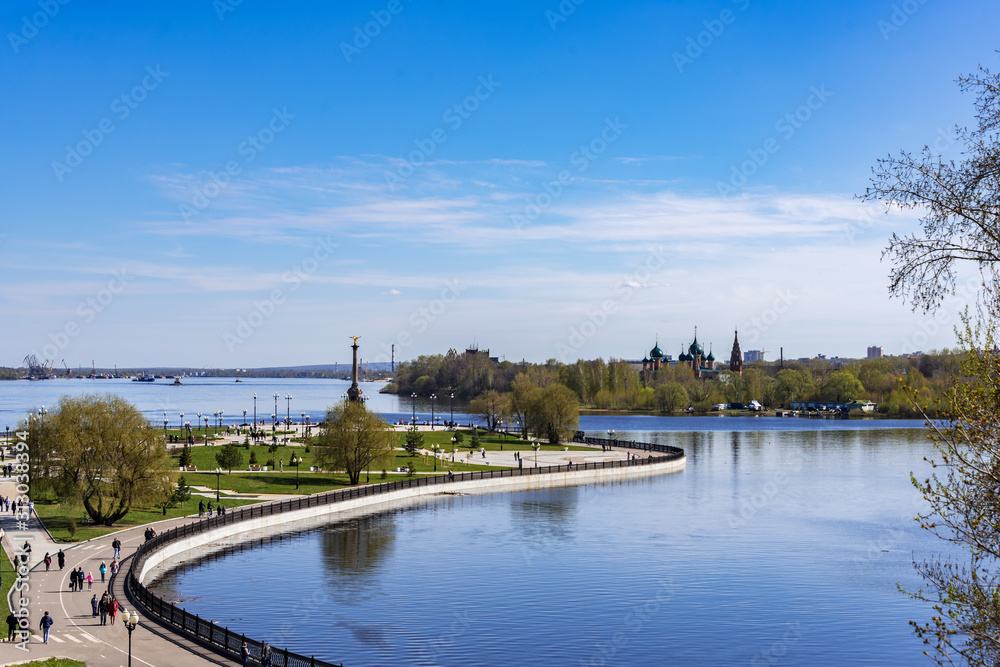 The view on the Strelka of the city of Yaroslavl, Russia