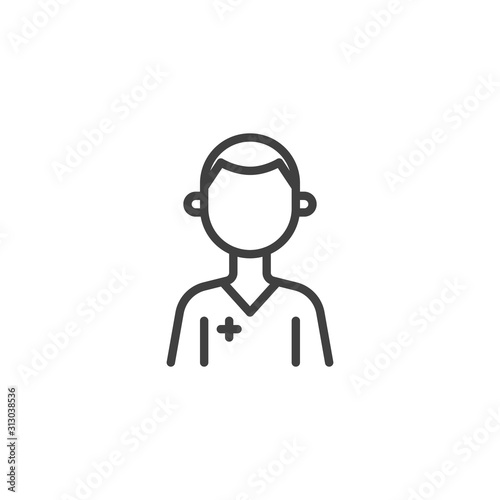 Man Doctor character line icon. linear style sign for mobile concept and web design. Medical doctor avatar outline vector icon. Healthcare symbol, logo illustration. Vector graphics