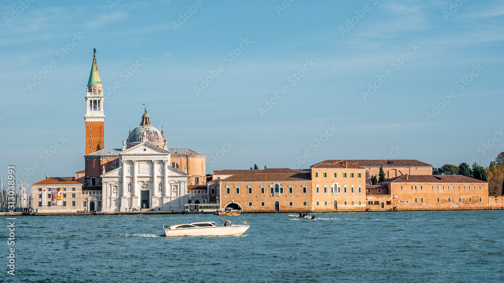 View of Lido di Venezia opposite Piazza San Macro in the afternoon before Autumn season in Venice , Italy