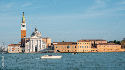View of Lido di Venezia opposite Piazza San Macro in the afternoon before Autumn season in Venice , Italy photo