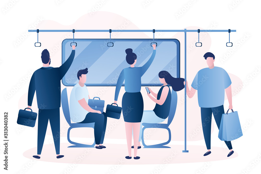 Humans sitting and standing in metro. People using public transportation. Scene in transport. Humans sitting and standing in metro. People using public transportation. Scene in transport.