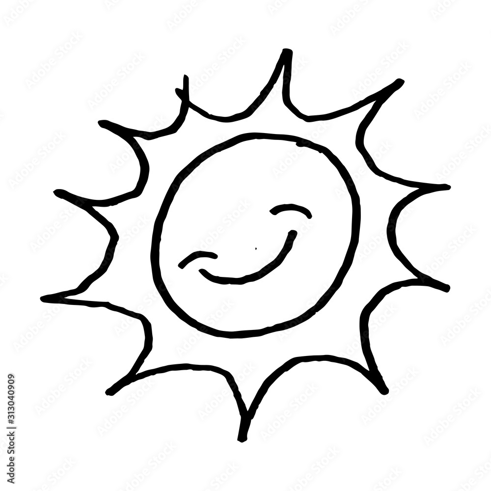 Vector Doodle Cartoon icon sun. isolated on white background Vector Doodle Cartoon icon sun. isolated on white background