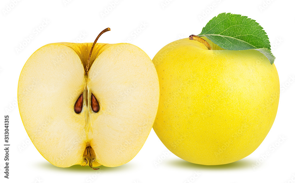 Fresh yellow apple isolated on white background with clipping path Fresh yellow apple isolated on white background with clipping path