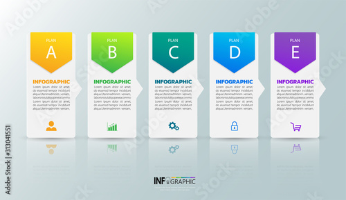 Colorful infographic template with five steps