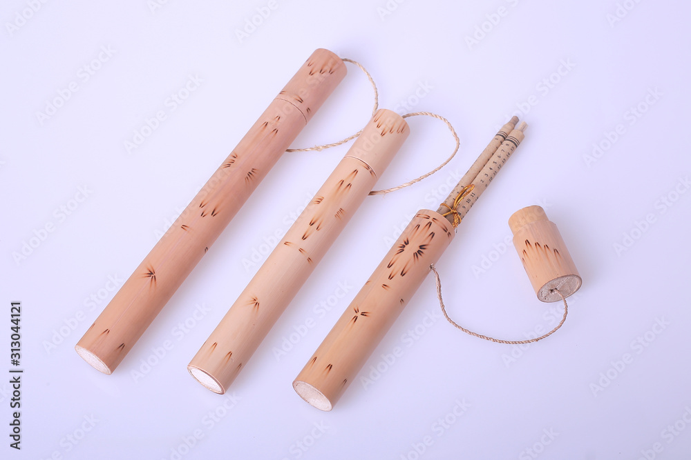 Bamboo handcraft an image showing three exotic traditional letter cover from Indonesia on white background Bamboo handcraft an image showing three exotic traditional letter cover from Indonesia on white background