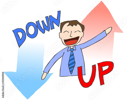 down and up.Revenue grows and losses decrease.