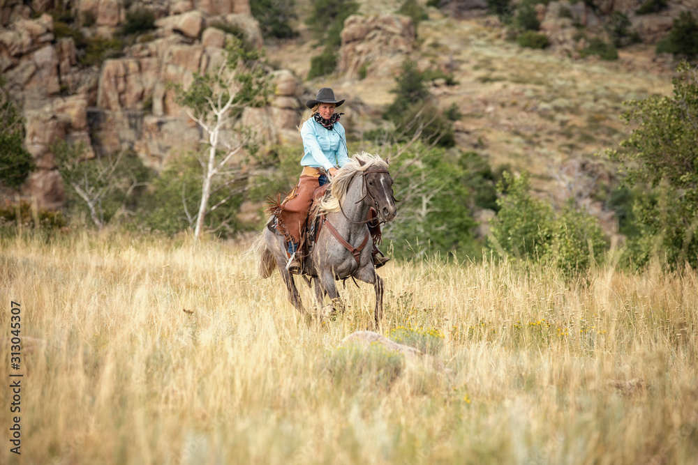 Cow Girl On Rocky Mountain Horse Cow Girl On Rocky Mountain Horse